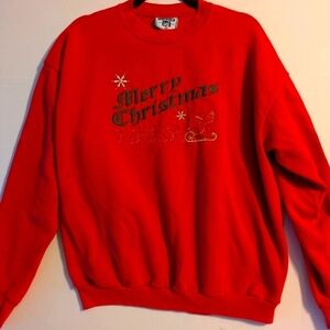 Holiday Merry Christmas vintage Lee red sweatshirt size XL